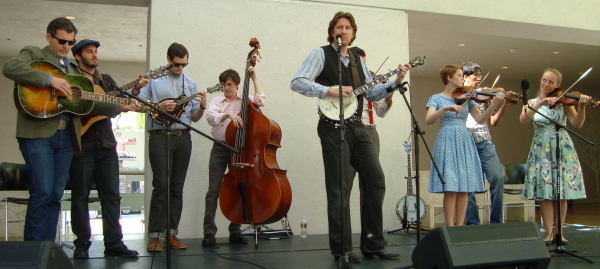 Scott Linford leads the ensemble in some old-time music