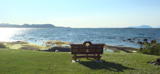 Bench overlooking the ocean at The Haven